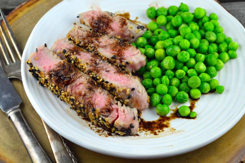 Sesame Crusted Tuna Steaks With Balsamic Sauce